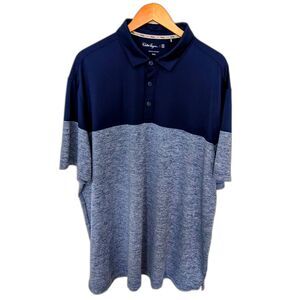 Men's Walter Hagen Golf Polo Short Sleeve Navy Blue Gray Shirt Size XXL